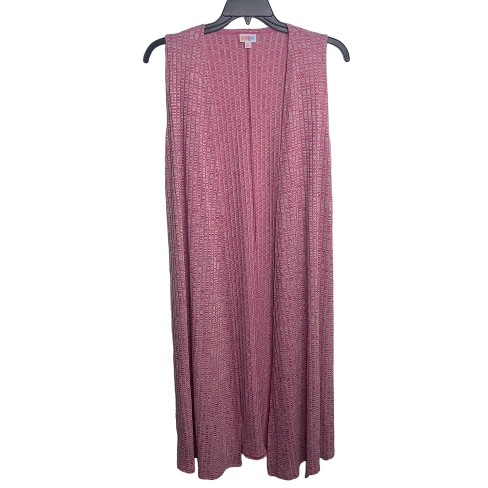 Lularoe Womens Size S Joy Vest Long Pink Textured 172625